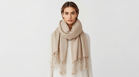 Beige Linen Scarf for Men and Women, gifts for him her
