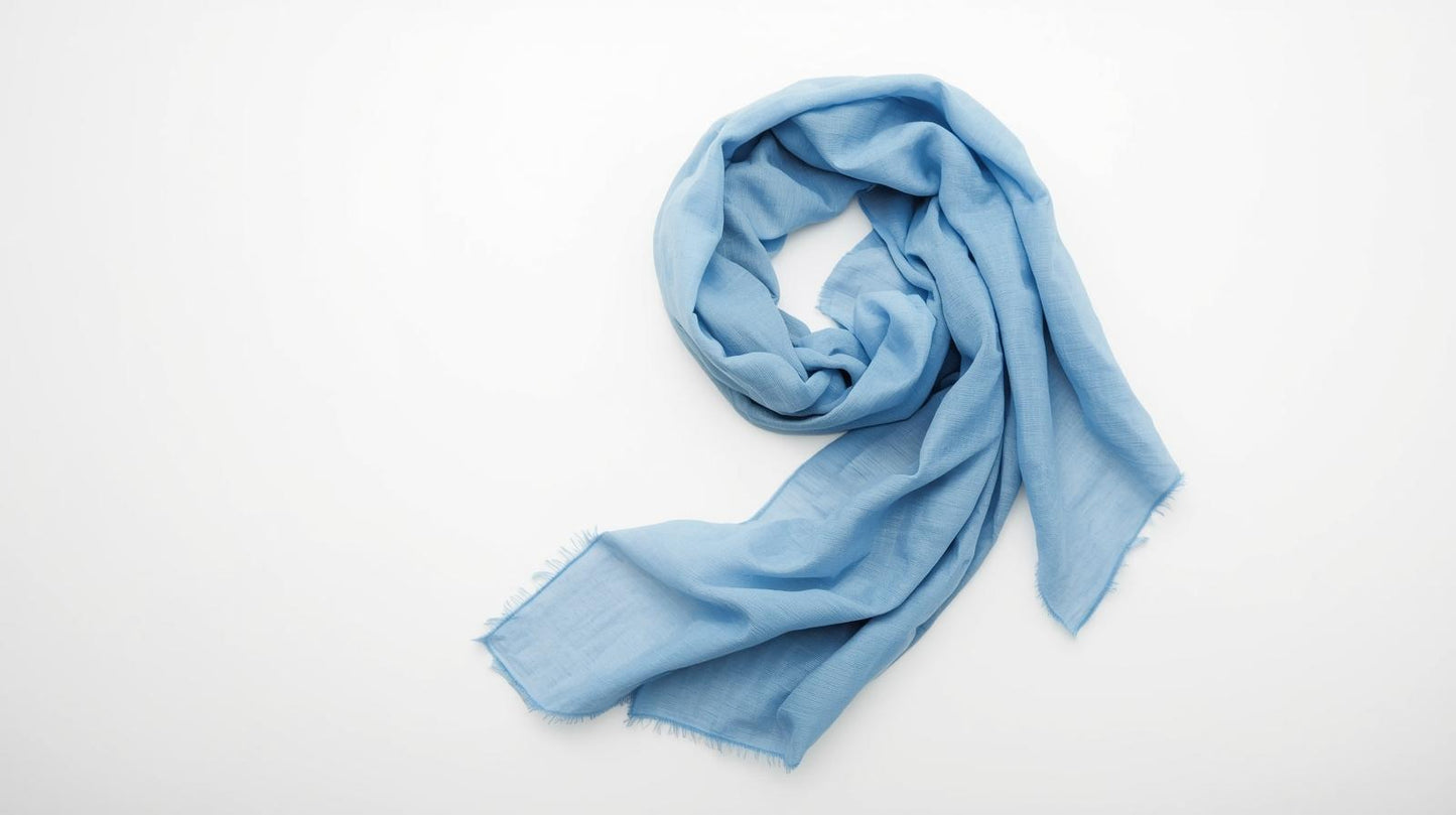 Sky Blue Linen Scarf for Men and Women, gifts for him her
