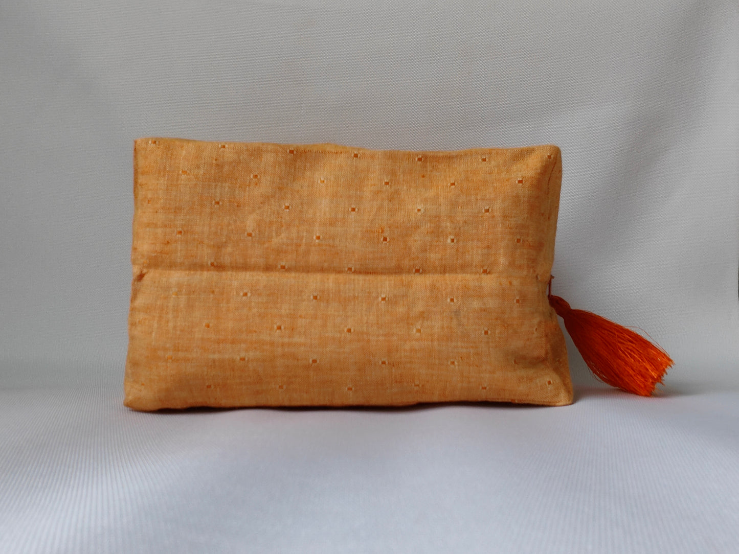 Tangerine Orange Linen Travel Pouch, Linen stationary pouch