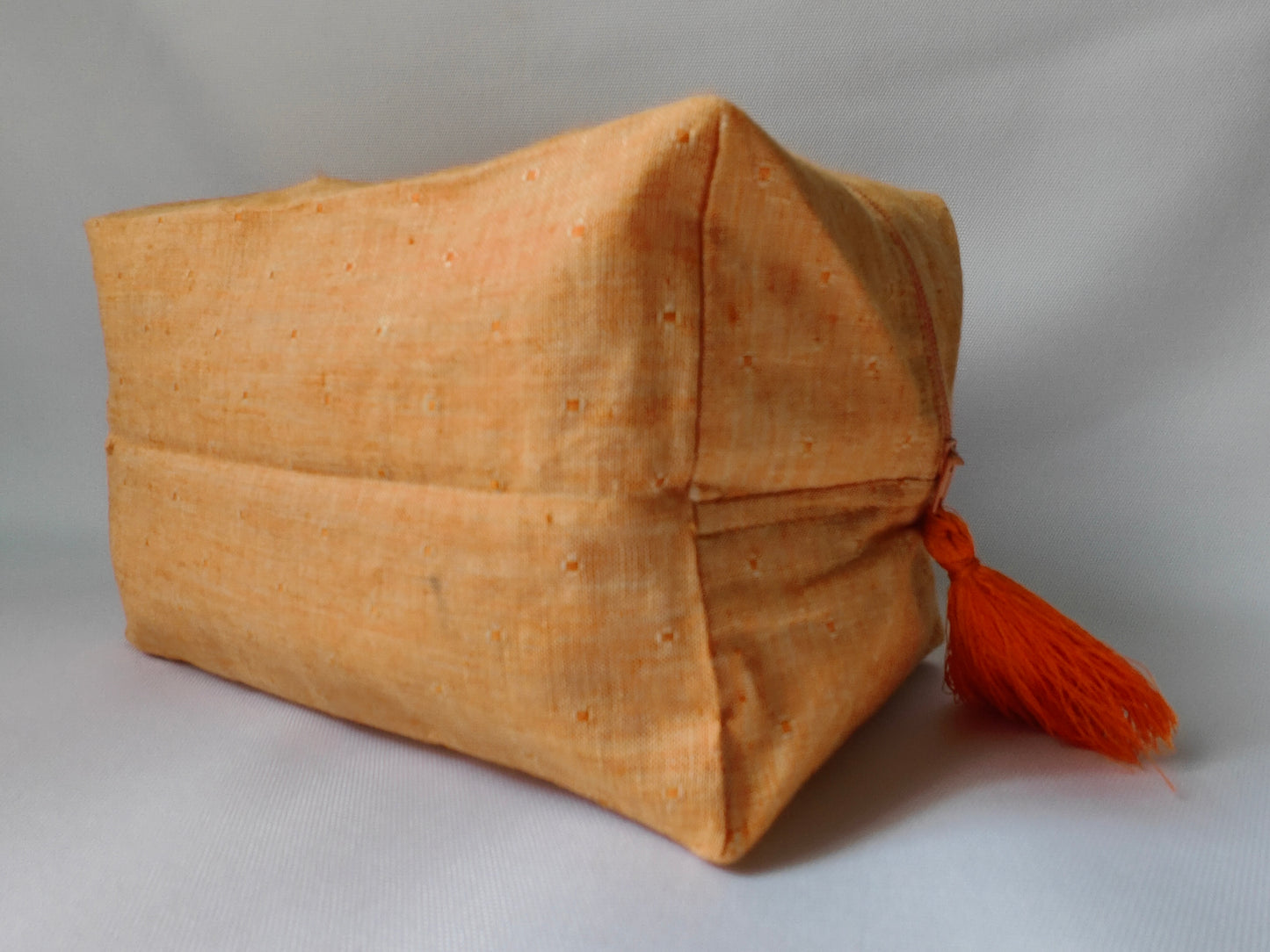 Tangerine Orange Linen Travel Pouch, Linen stationary pouch