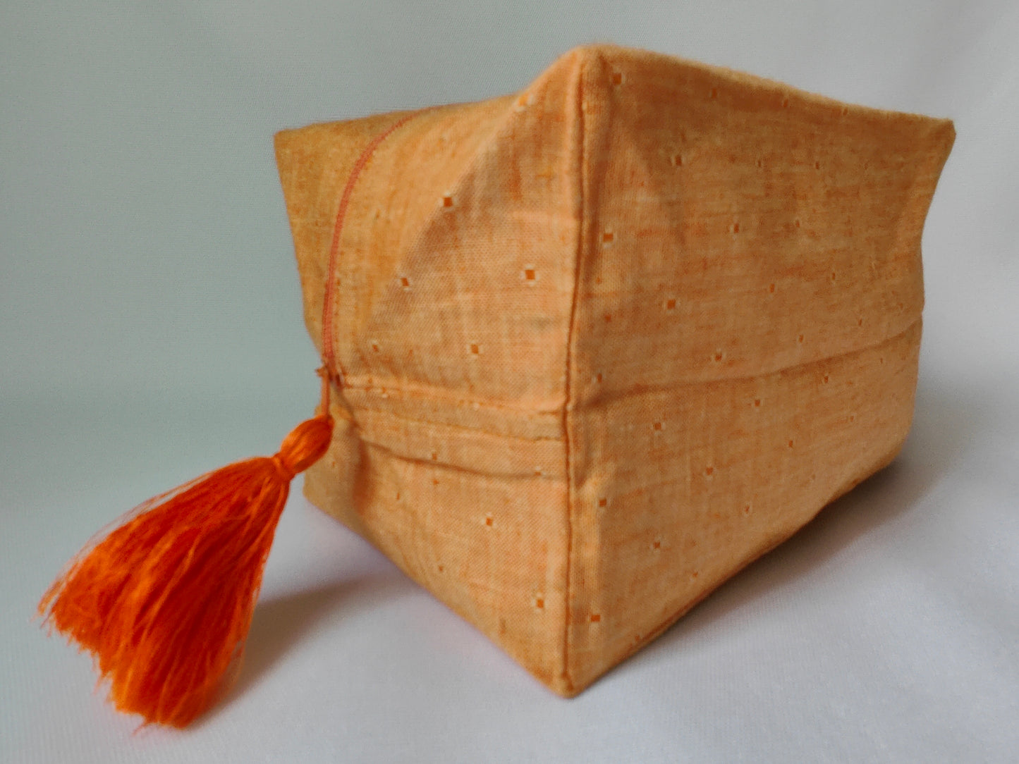 Tangerine Orange Linen Travel Pouch, Linen stationary pouch