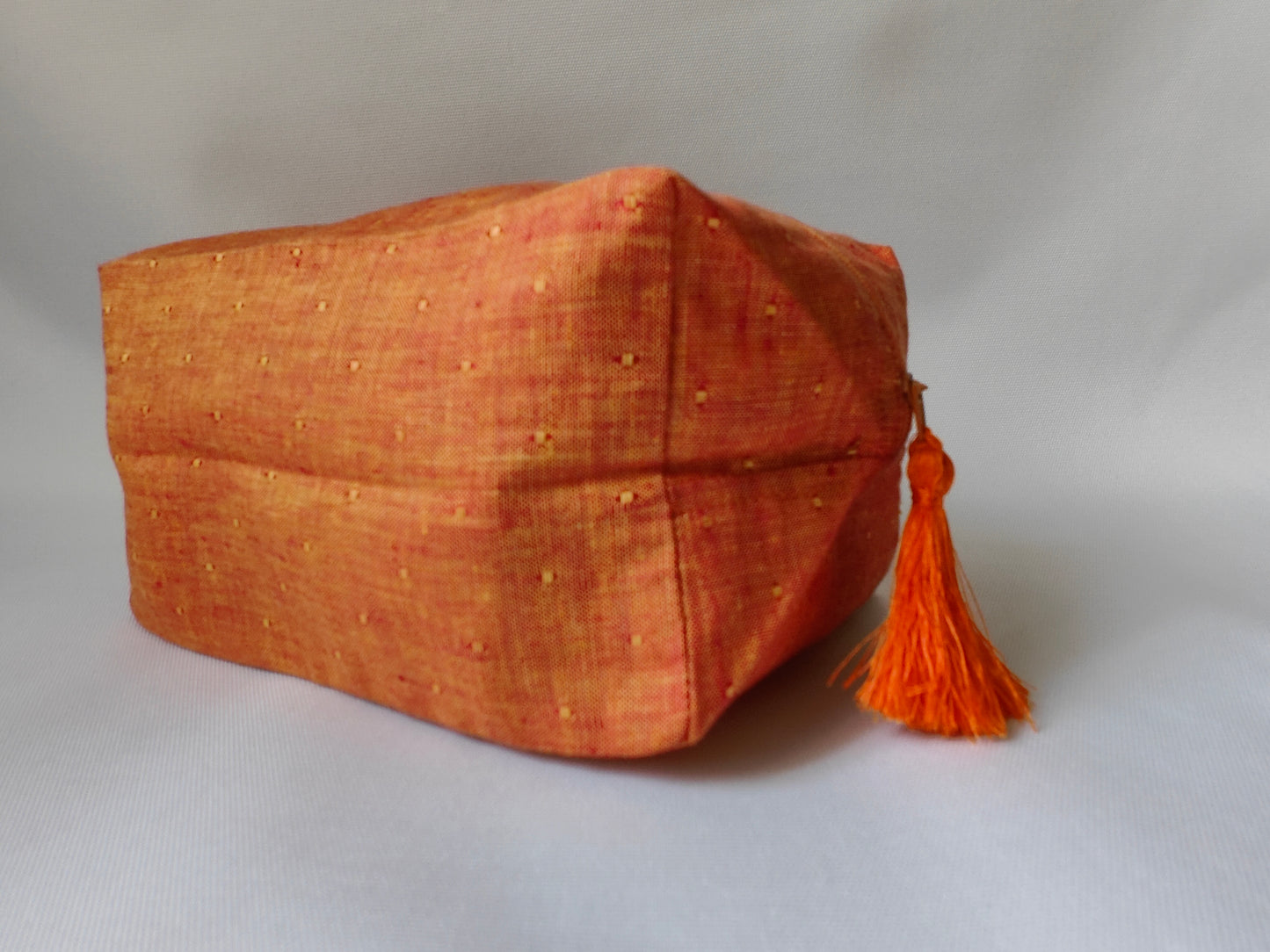 Linen Stationary Pouch, Makeup Organizer Tiger Orange Linen Travel Pouch