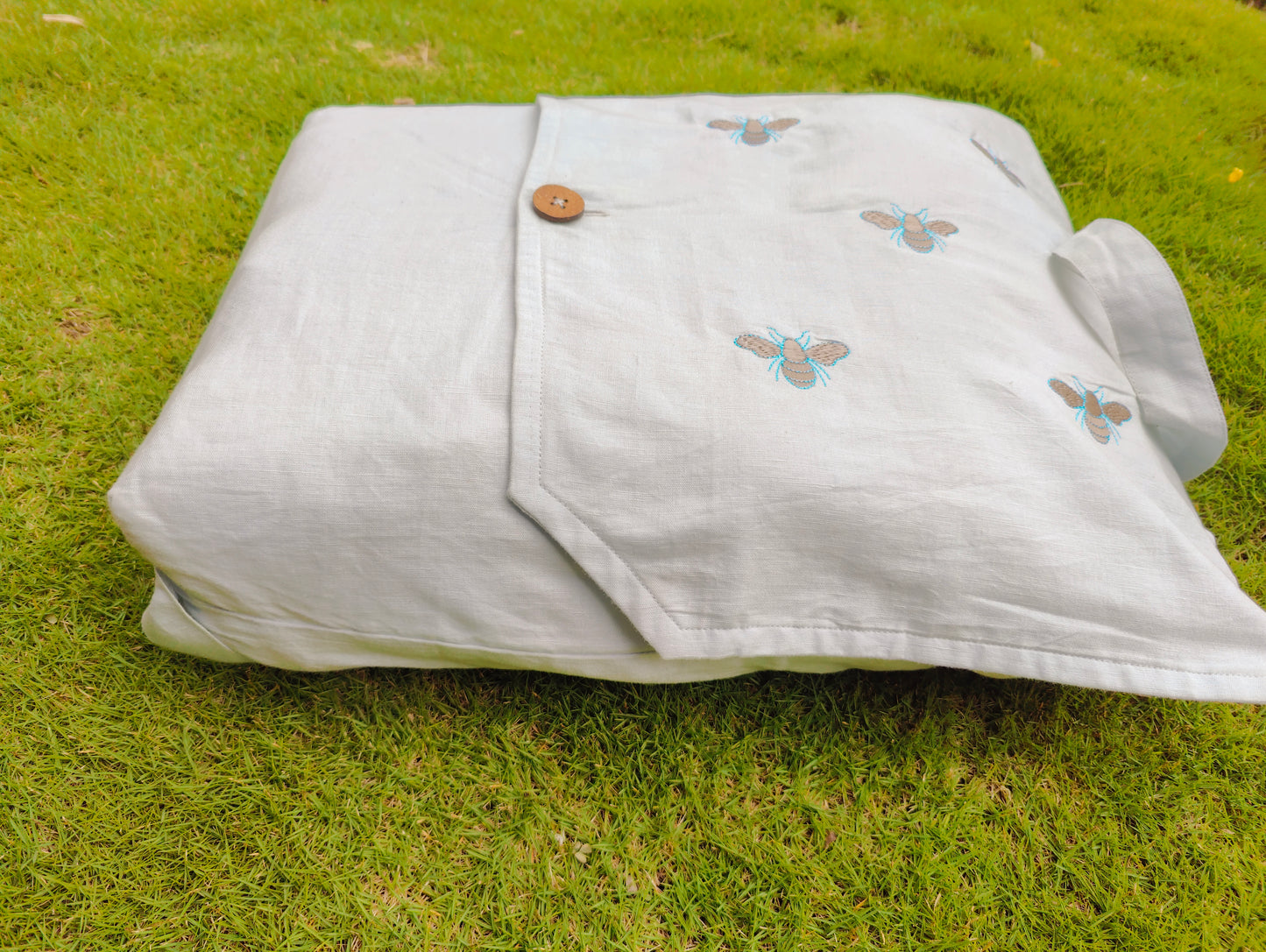 Honeybee Linen Backpack | Hand embroidered Travel bag, Daypack