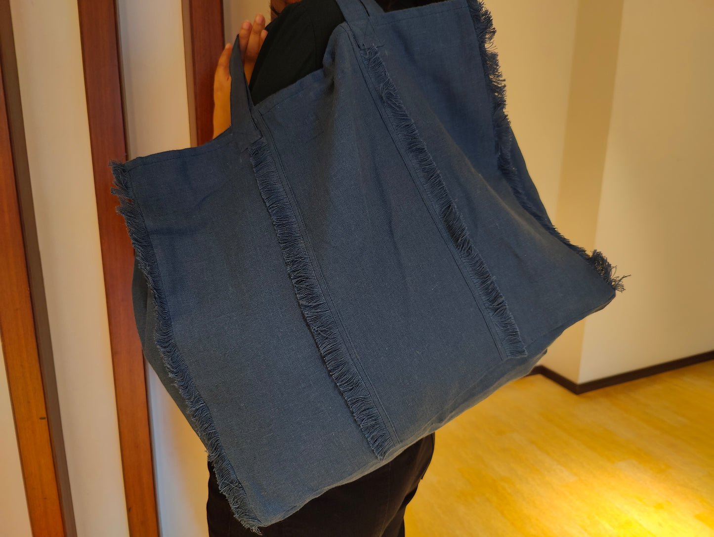 Navy blue Linen Tote Bag | Shopping bag | Grocery bag | Beach Minimalist Multipurpose bag