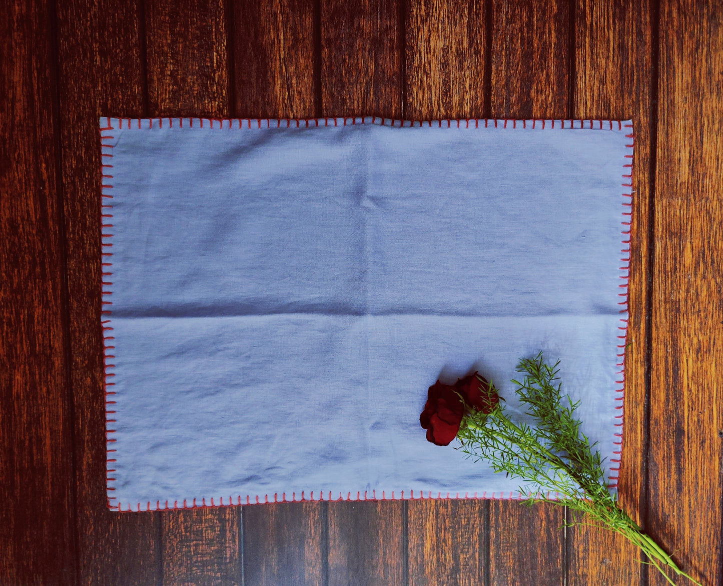 Linen Table Placemat Set of 2 / With Lining/ Natural Lavender Embroidered / Dining Linen / 100% Pure European Linen Table Placemats
