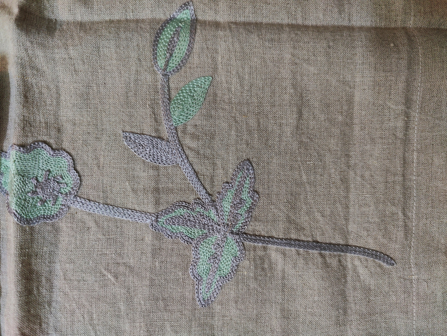Linen Table Placemat Set of 2 / With Lining/ Natural Embroidered / Chain Stitched / Dining Linen / 100% Pure European Linen Table Placemats
