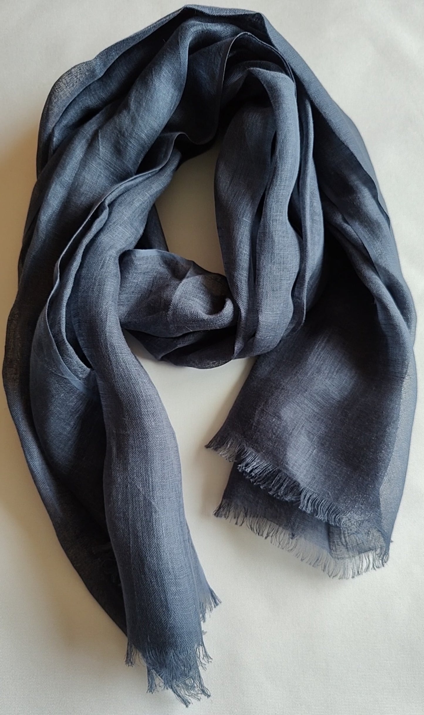 blue linen scarf
