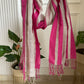 Striped pink white linen scarf
