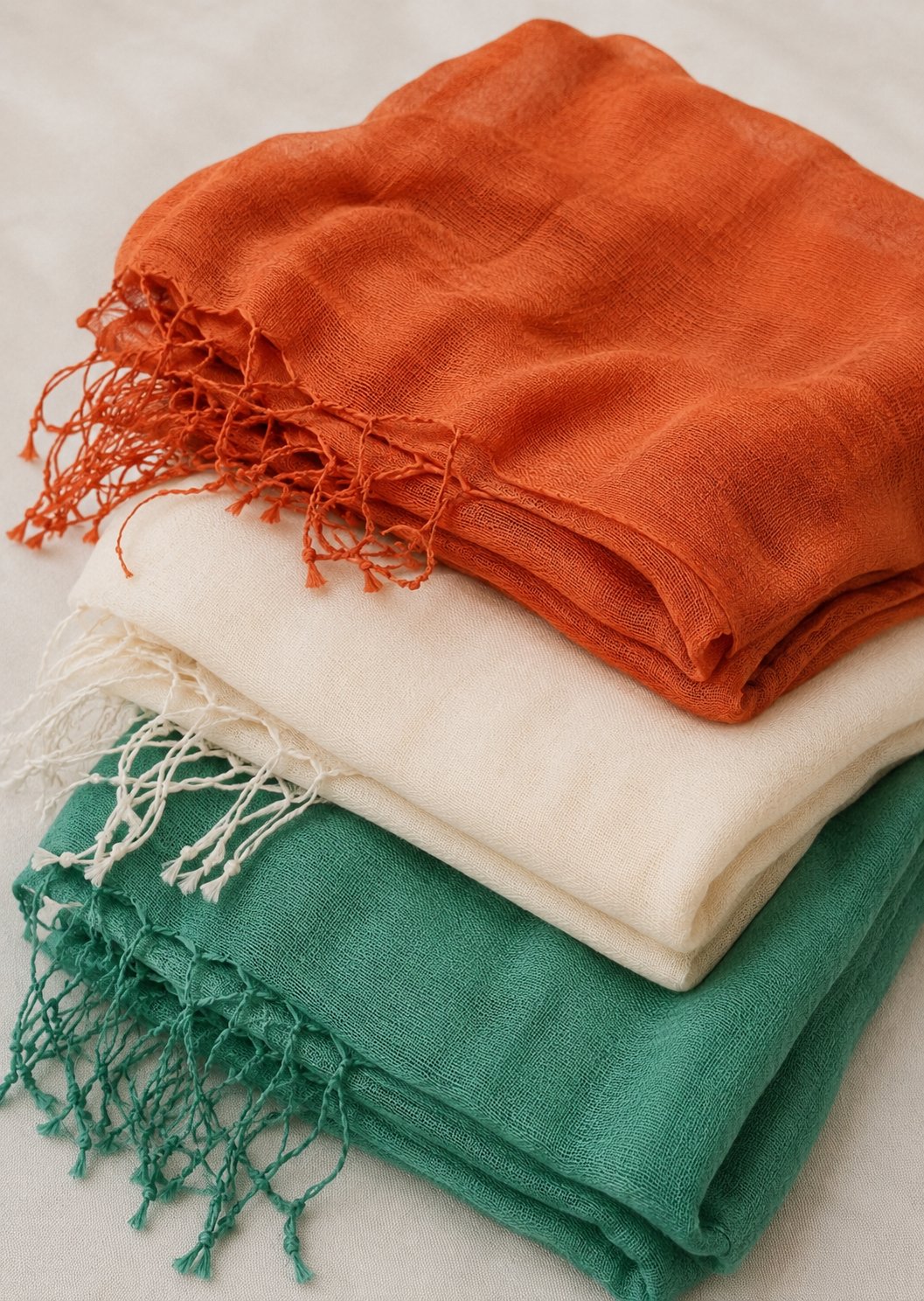 Tiranga collection, orange, white and green scarf bundle, Set of 3 scarves