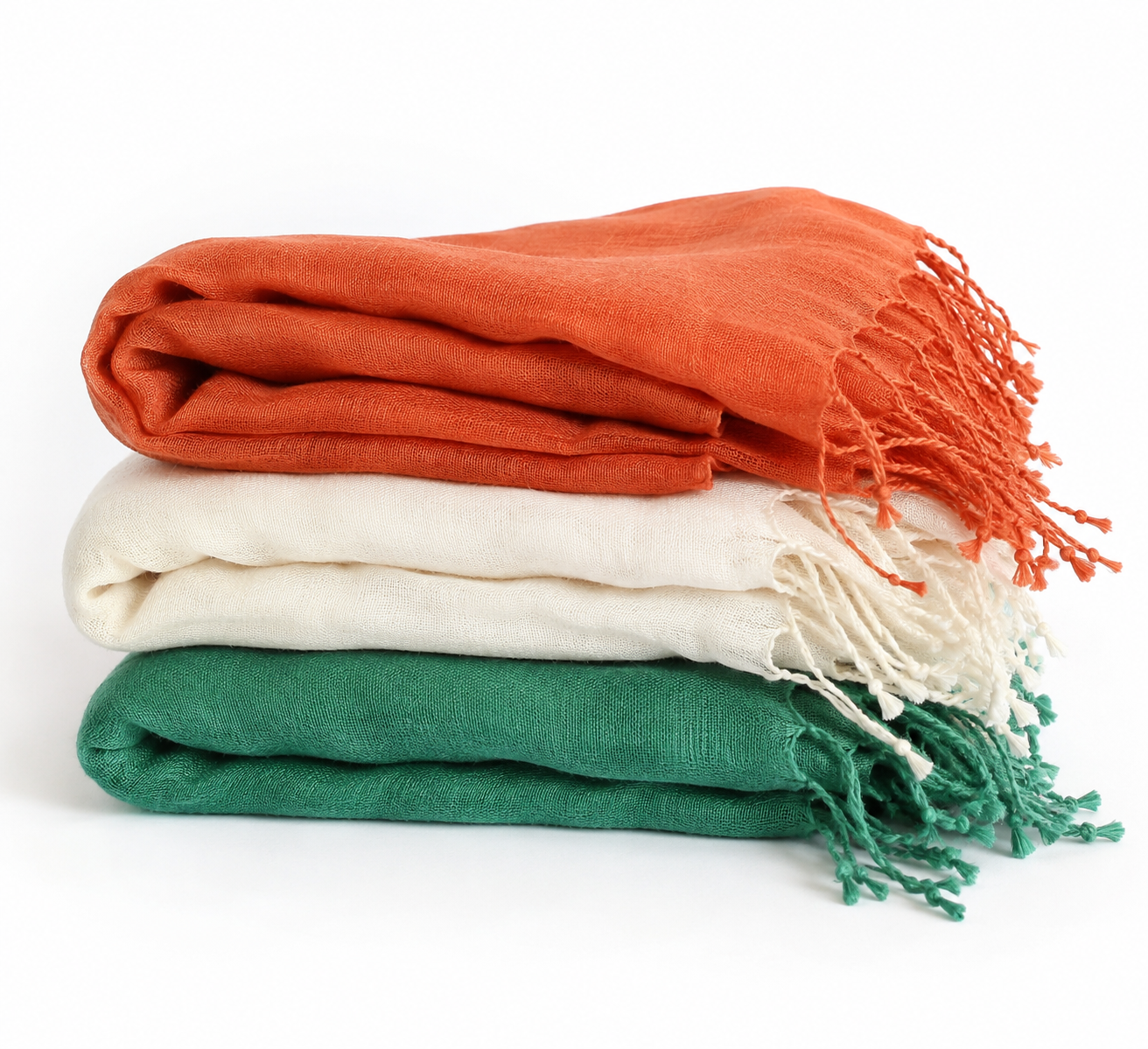 Tiranga collection, orange, white and green scarf bundle, Set of 3 scarves