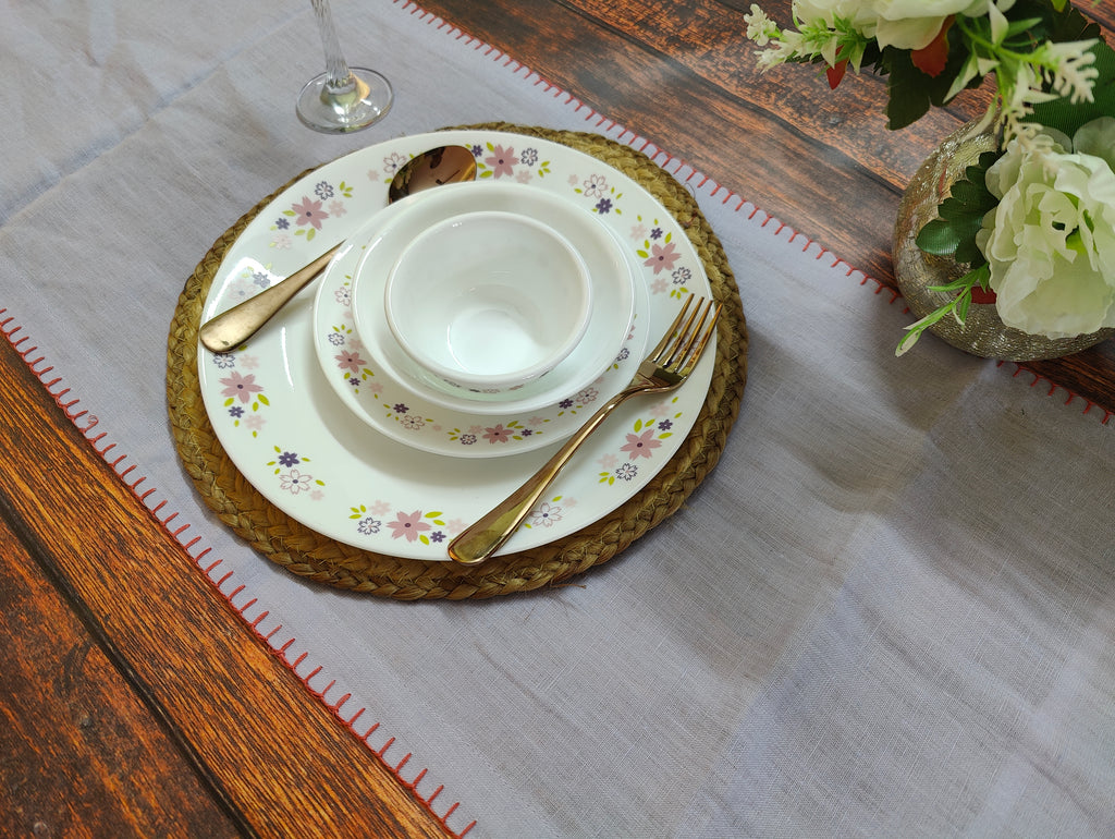 Lavender Embroidered Linen Table Linen Set – Runner, Napkins & Placemats