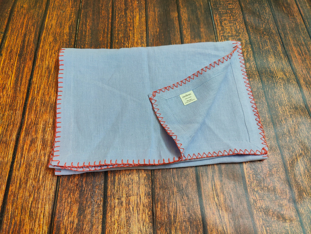 Lavender Linen Table Runner (1) , Festive Handwoven Embroidered Pattern Dining Linen ,100% Pure European Linen Table Runner