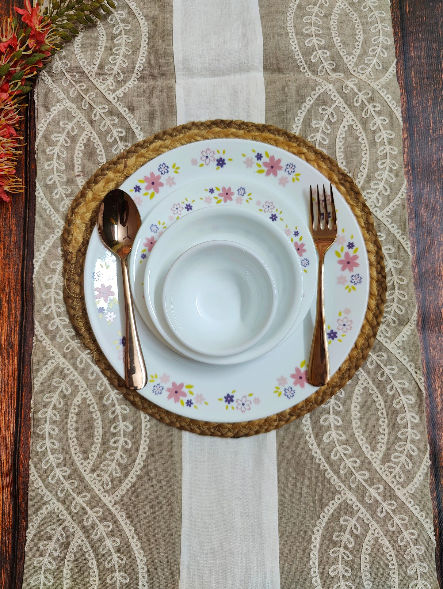 Linen Table Runner, Beige White Embroidered 80" by 14" .Vintage wedding long table runner for holiday, festival rustic new home or farmhouse