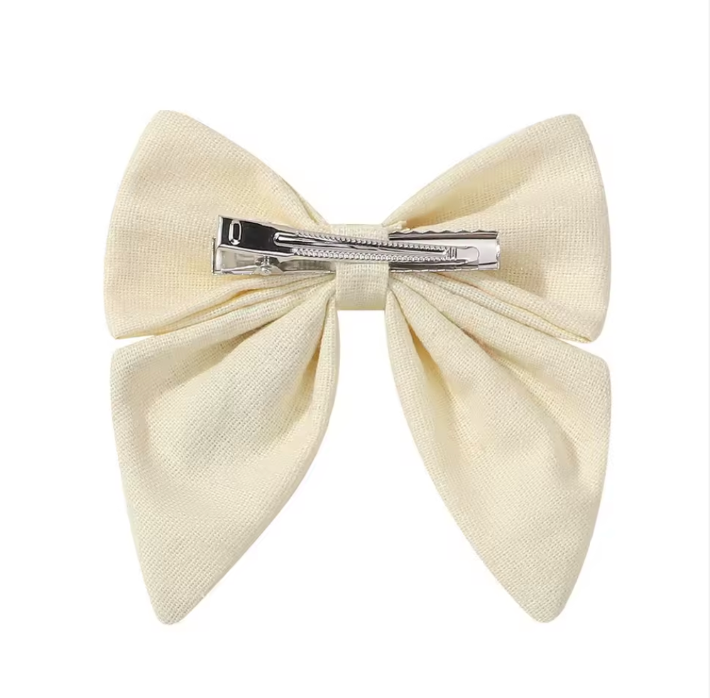 Reasonable Price Bow Hair Band Hand Embroidered Linen Bow Kids/young Girl Bow Hair Ties. Handmade Bow Hair Clip Baby Girl Hair Accessory