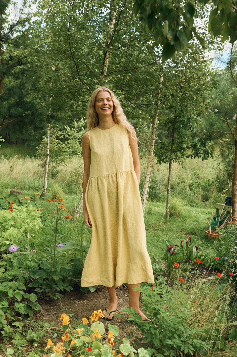 Butter linen dress - Smock dress - Sleeveless dress - Linen dress - Oversized dress - Summer dress - Butter yellow dress - Maxi dress