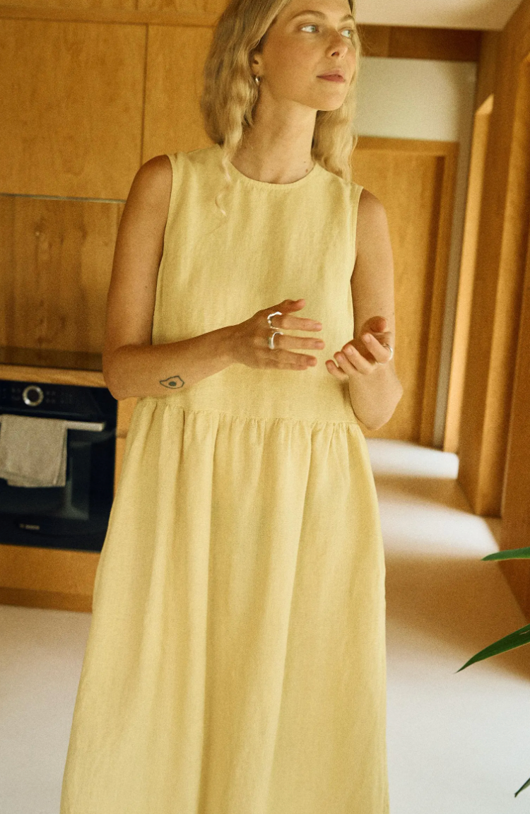 Butter linen dress - Smock dress - Sleeveless dress - Linen dress - Oversized dress - Summer dress - Butter yellow dress - Maxi dress