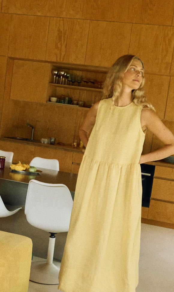 Butter linen dress - Smock dress - Sleeveless dress - Linen dress - Oversized dress - Summer dress - Butter yellow dress - Maxi dress