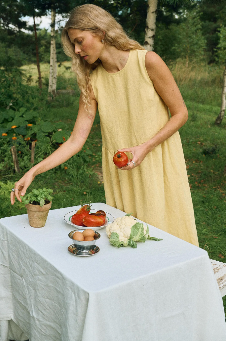 Butter linen dress - Smock dress - Sleeveless dress - Linen dress - Oversized dress - Summer dress - Butter yellow dress - Maxi dress