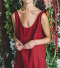 Burgundy Red Linen Dress – Relaxed Sleeveless Summer Dress