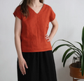 Linen simple v-neck top. Soft linen top. Washed linen blouse. Classic natural top. Simple linen top. Linen blouse. Organic linen top