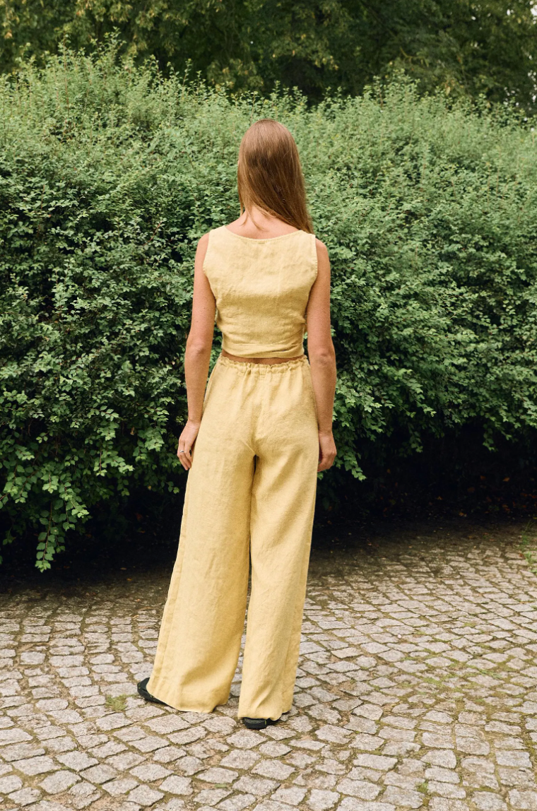Butter linen wrap top - Wrap top - Crop top - Linen wrap blouse - Summer top - Linen top - Summer linen blouse -V-neck