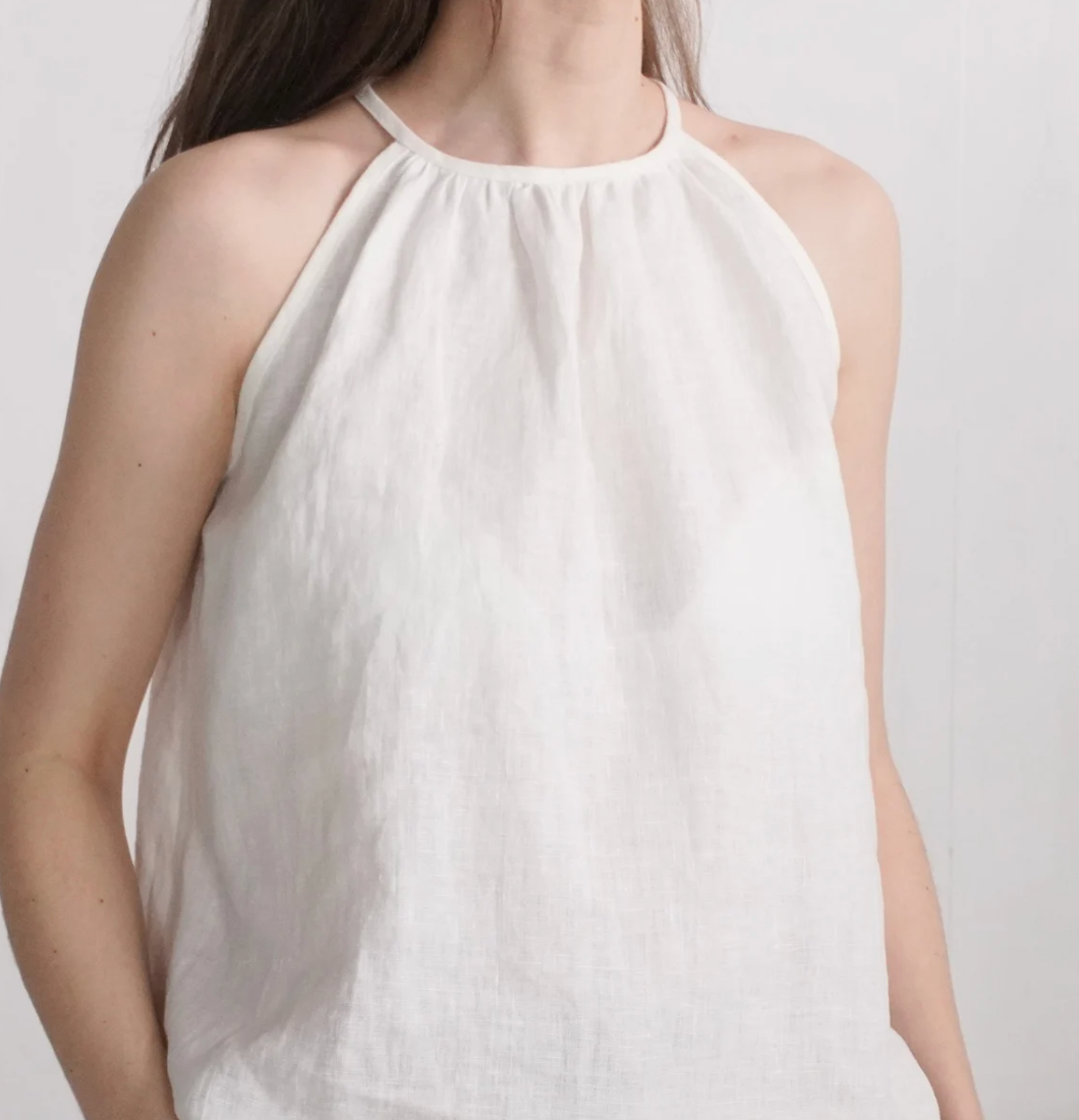 Natural Linen Halter Top – Sleeveless Summer Blouse