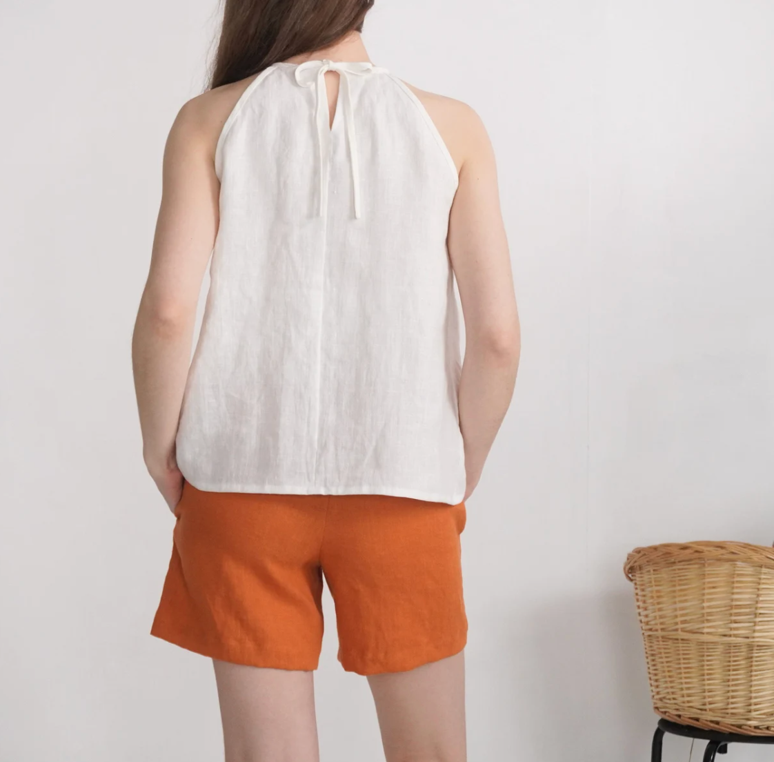 Natural Linen Halter Top – Sleeveless Summer Blouse