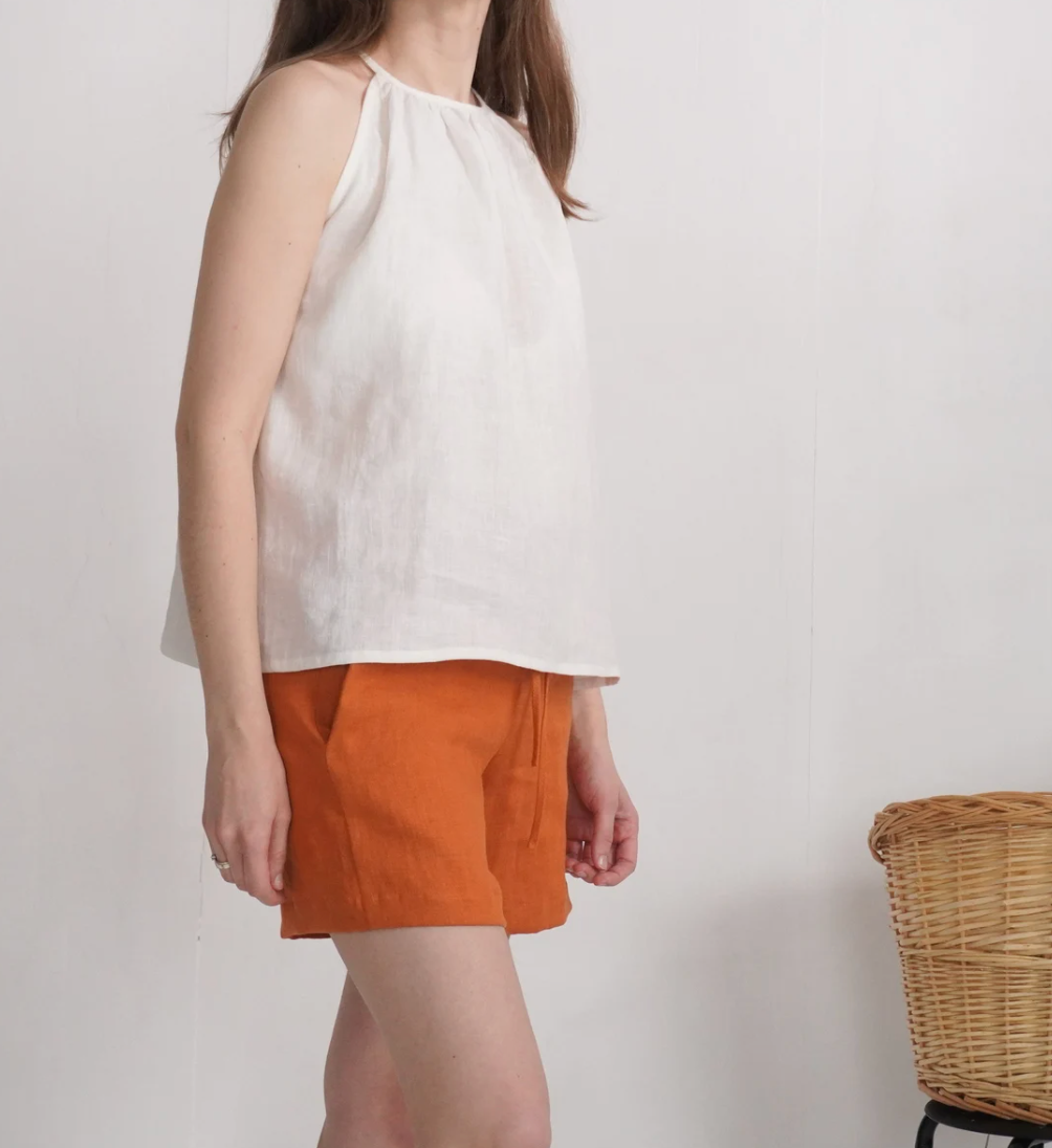 Natural Linen Halter Top – Sleeveless Summer Blouse