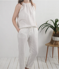 Natural Linen Halter Top – Sleeveless Summer Blouse