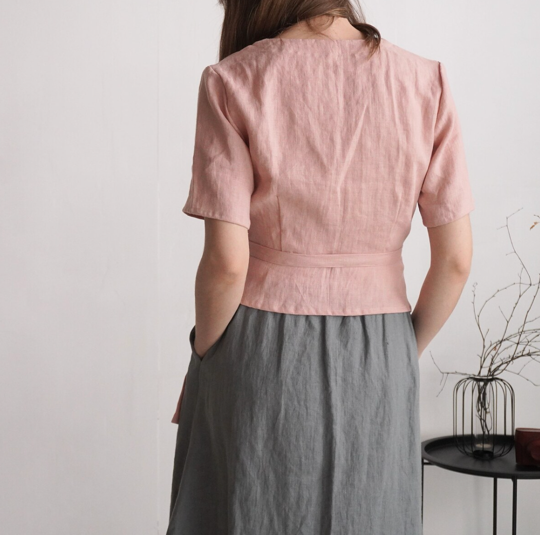 Linen Wrap Top – V-Neck Summer Blouse