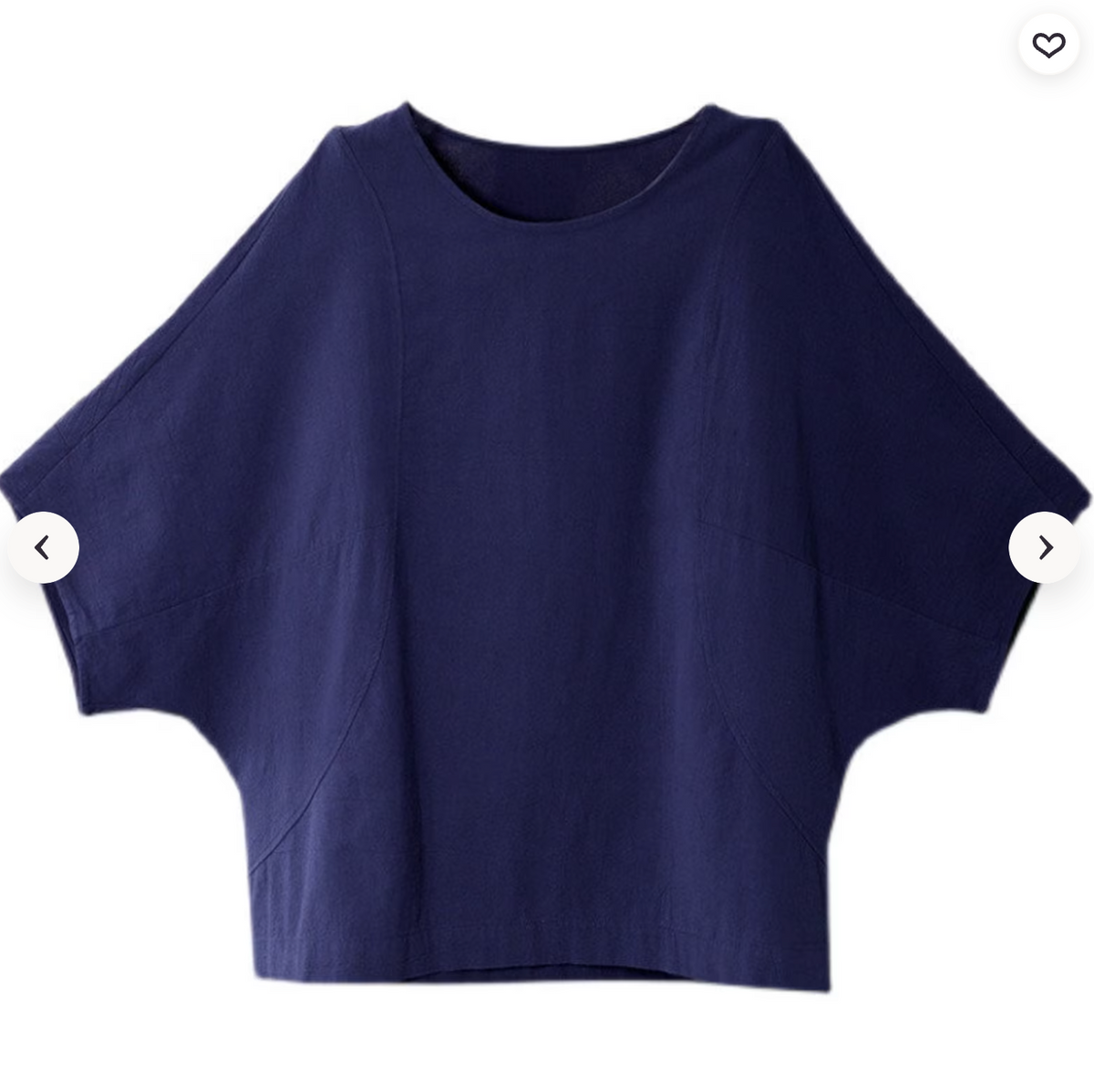 Dark blue Half Sleeve Linen Top with U-Neck for Women