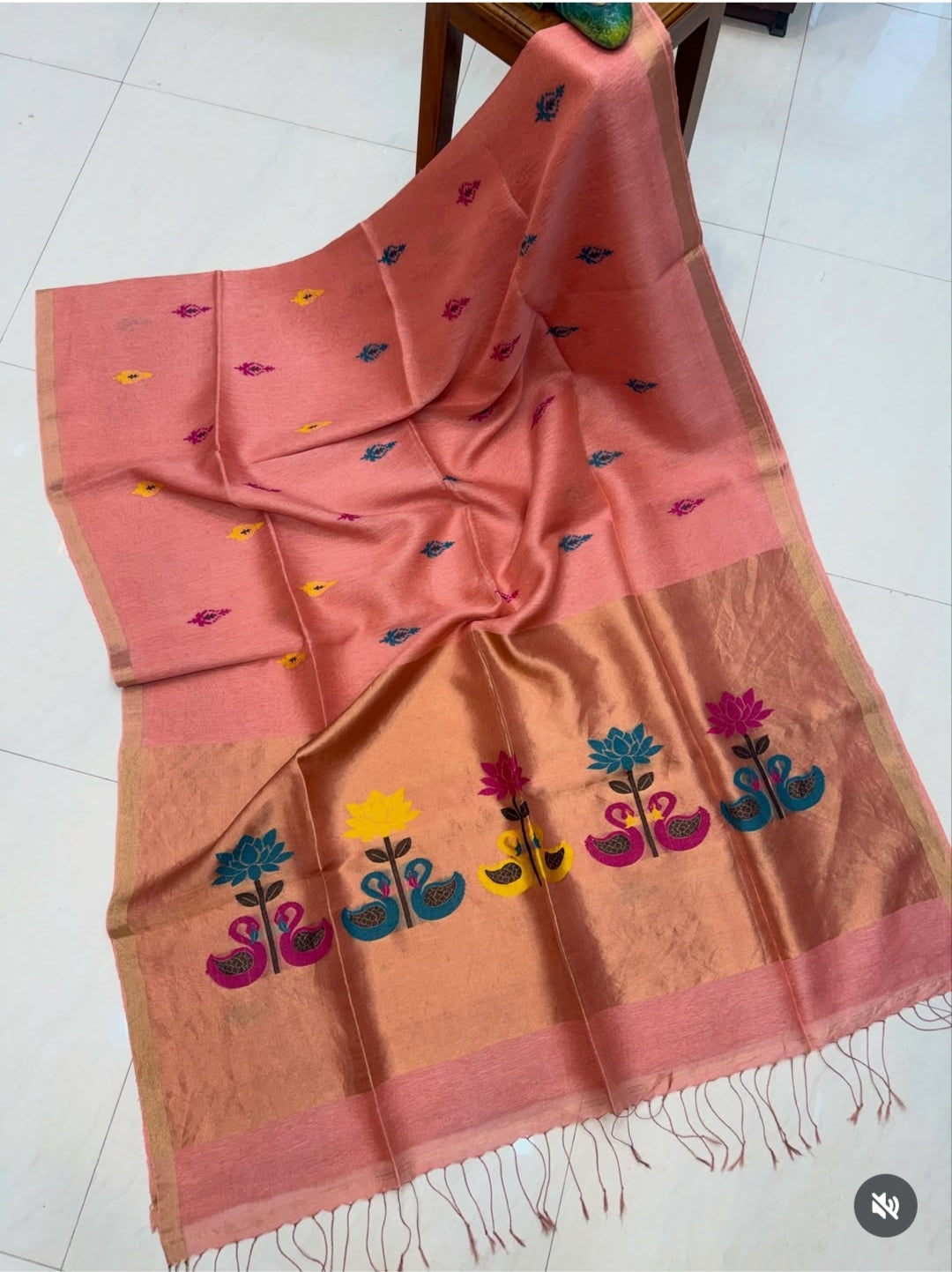 Tissue Linen Paithani-Style Saree with Running Blouse Piece