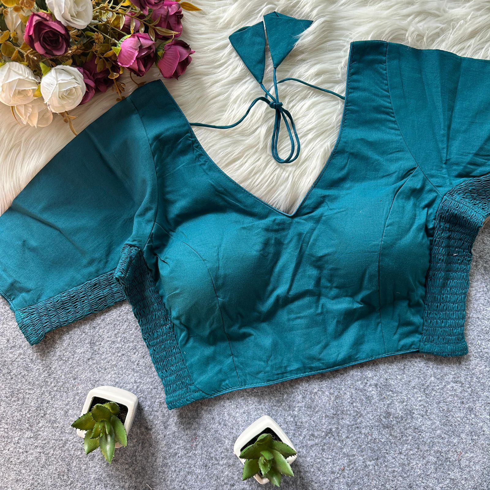 Cotton Daily Wear Half Sleeve Saree Blouse