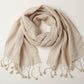 Beige Linen Scarf for Men and Women, gifts for him her