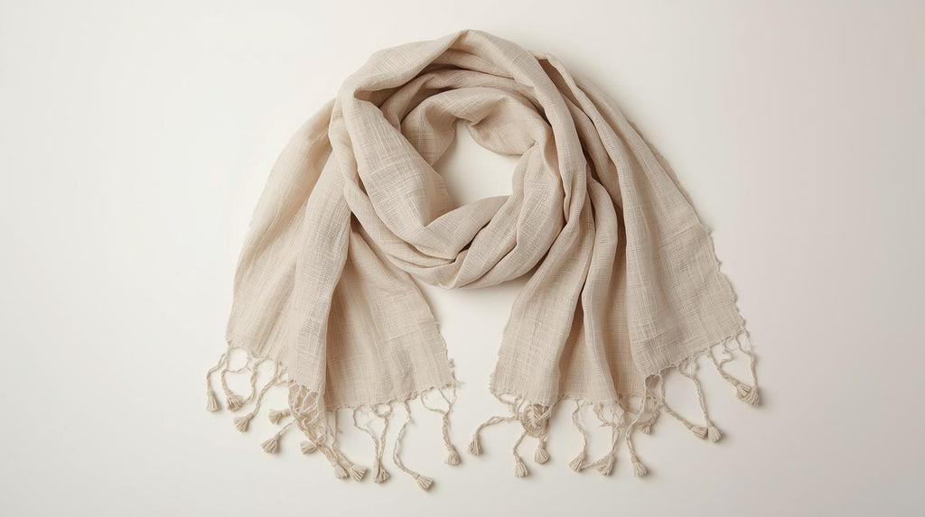 Beige Linen Scarf for Men and Women, gifts for him her