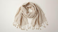 Beige Linen Scarf for Men and Women, gifts for him her