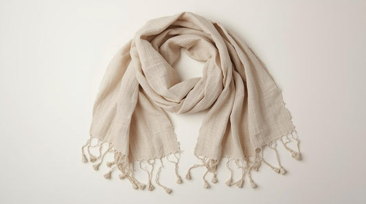 Beige Linen Scarf for Men and Women, gifts for him her