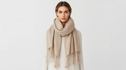 Beige Linen Scarf for Men and Women, gifts for him her