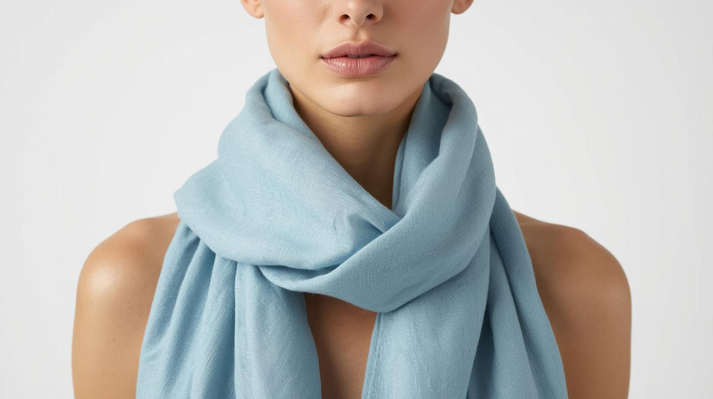 100% European Linen Scarf – Sky Blue | Lightweight Summer Scarf for Women & Men