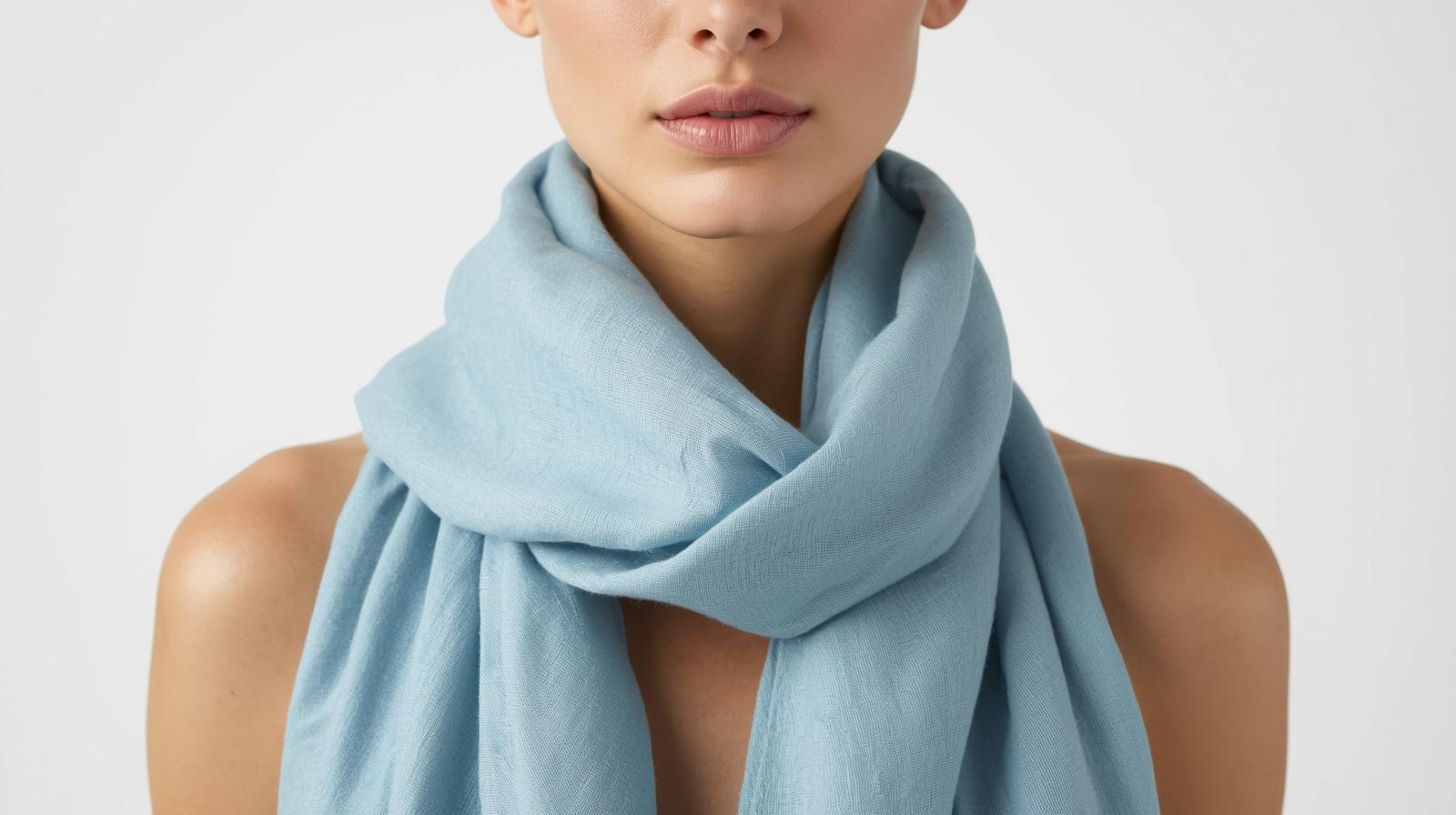 100% European Linen Scarf – Sky Blue | Lightweight Summer Scarf for Women & Men