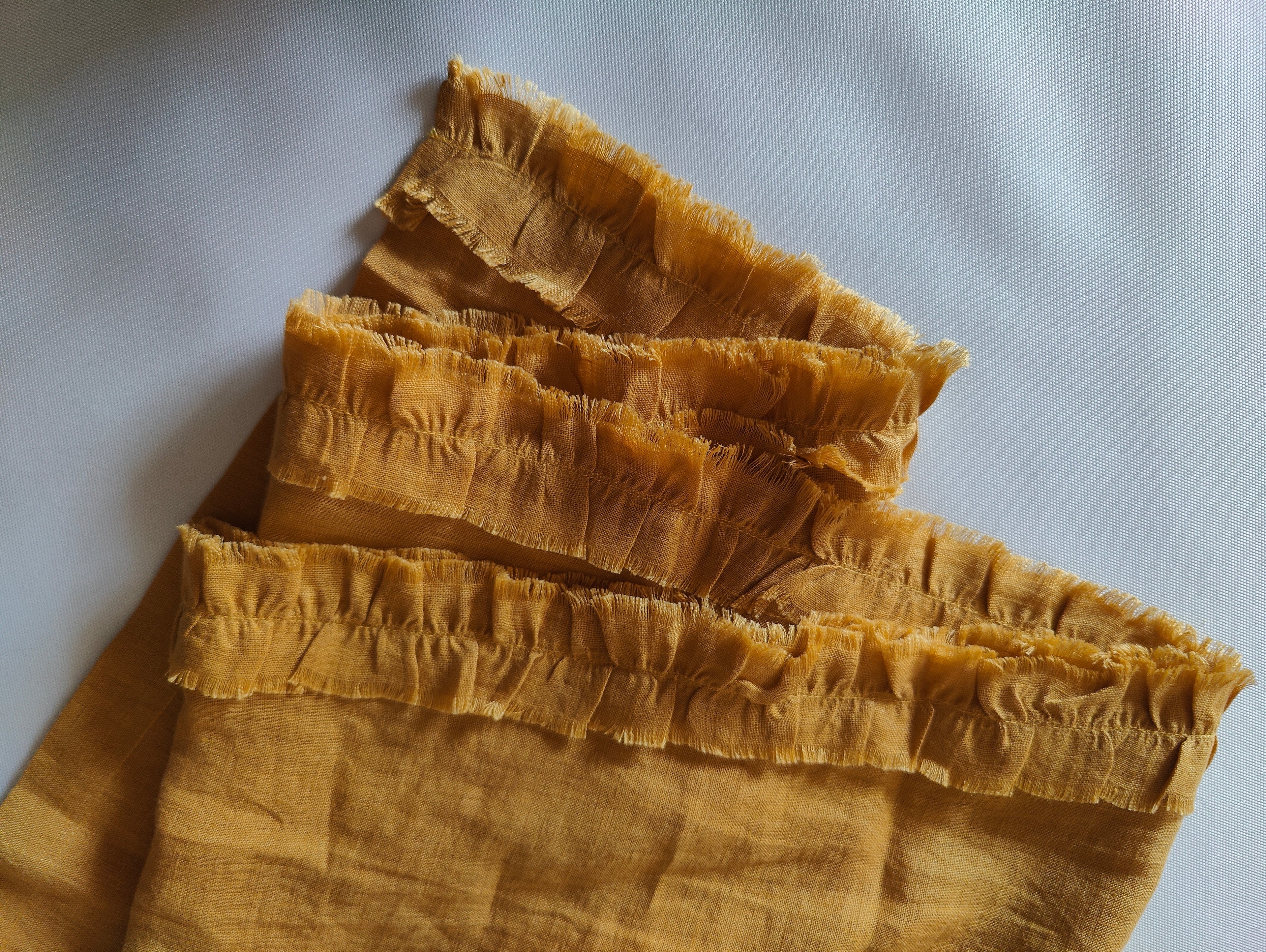Mustard Yellow Ruffled Linen Placemats (Set of 2)