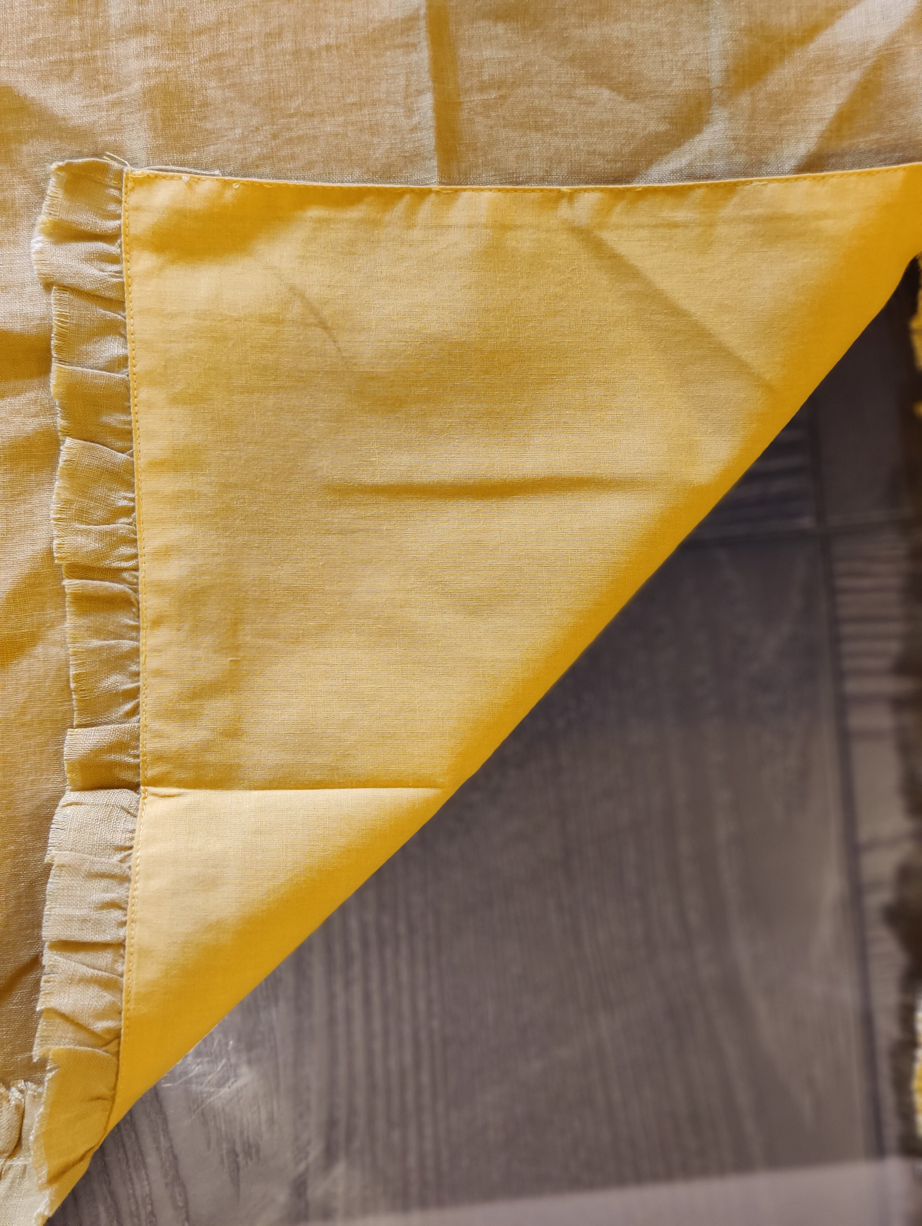 Mustard Yellow Ruffled Linen Placemats (Set of 2)