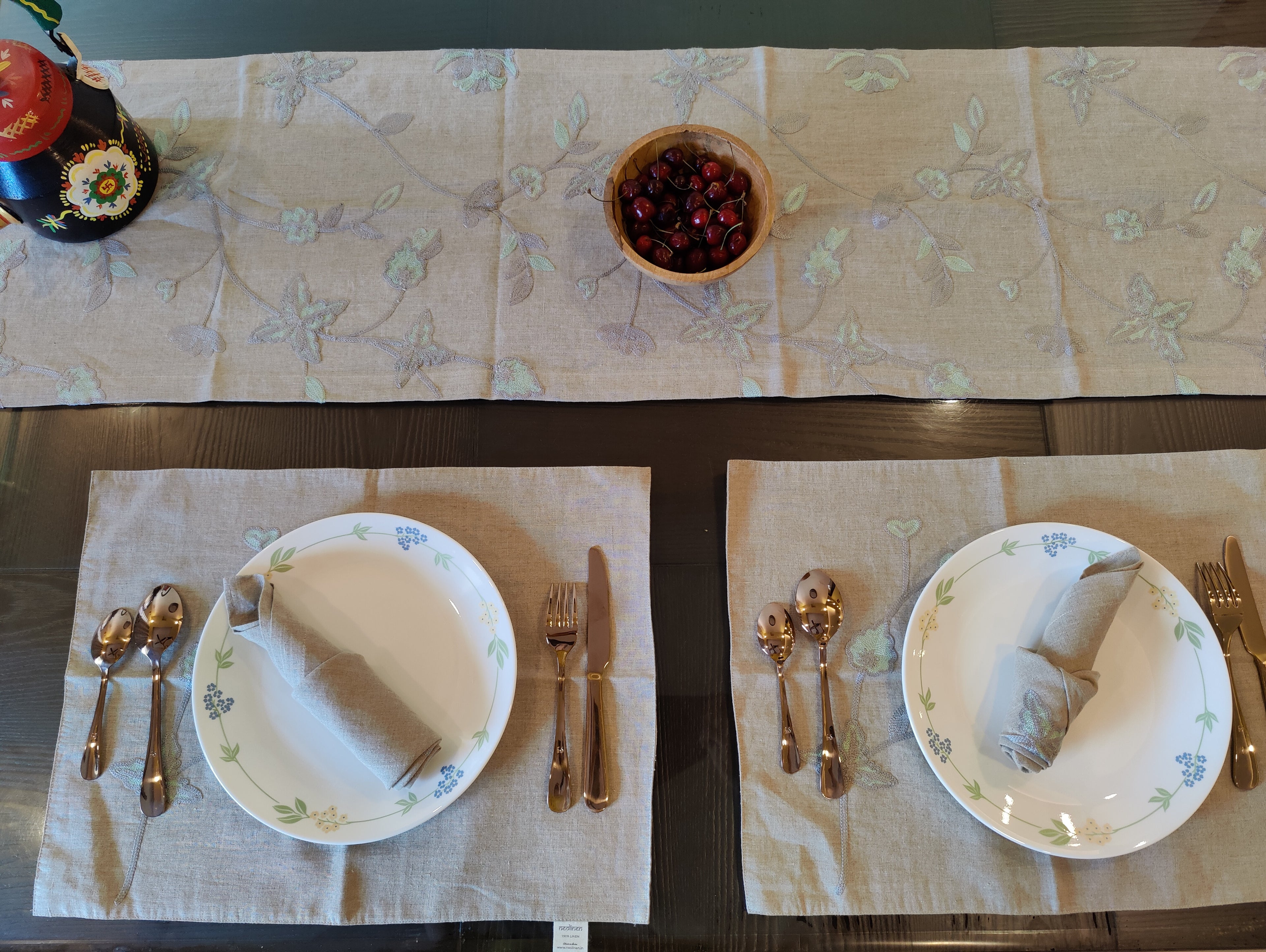 Natural Linen Dining Set – Runner, Napkins & Placemats