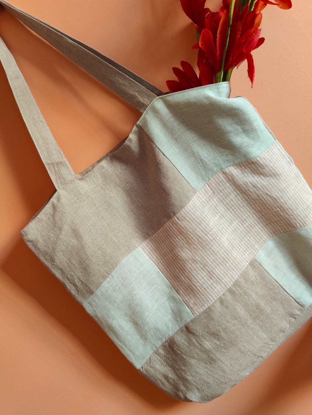 Patchwork Linen Tote Bag – Grocery & Shopping Bag