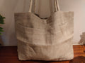 Grey Linen Tote Bag with Lurex Shimmer & Pocket
