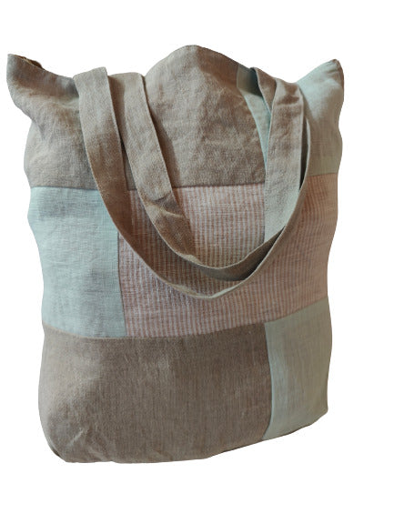 Patchwork Linen Tote Bag – Grocery & Shopping Bag