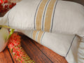 Amber & White Striped Ruffled Linen Cushion Cover