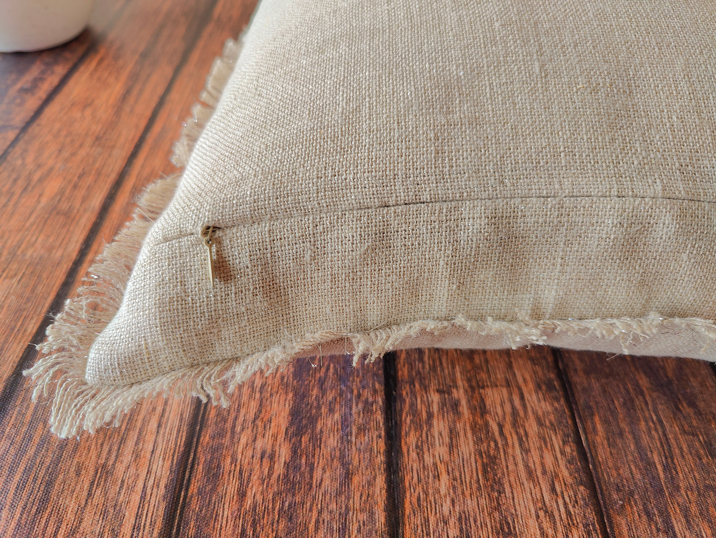 Handmade Linen Grey Cushion Cover with Fringes