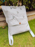 Honeybee Linen Backpack | Hand embroidered Travel bag, Daypack