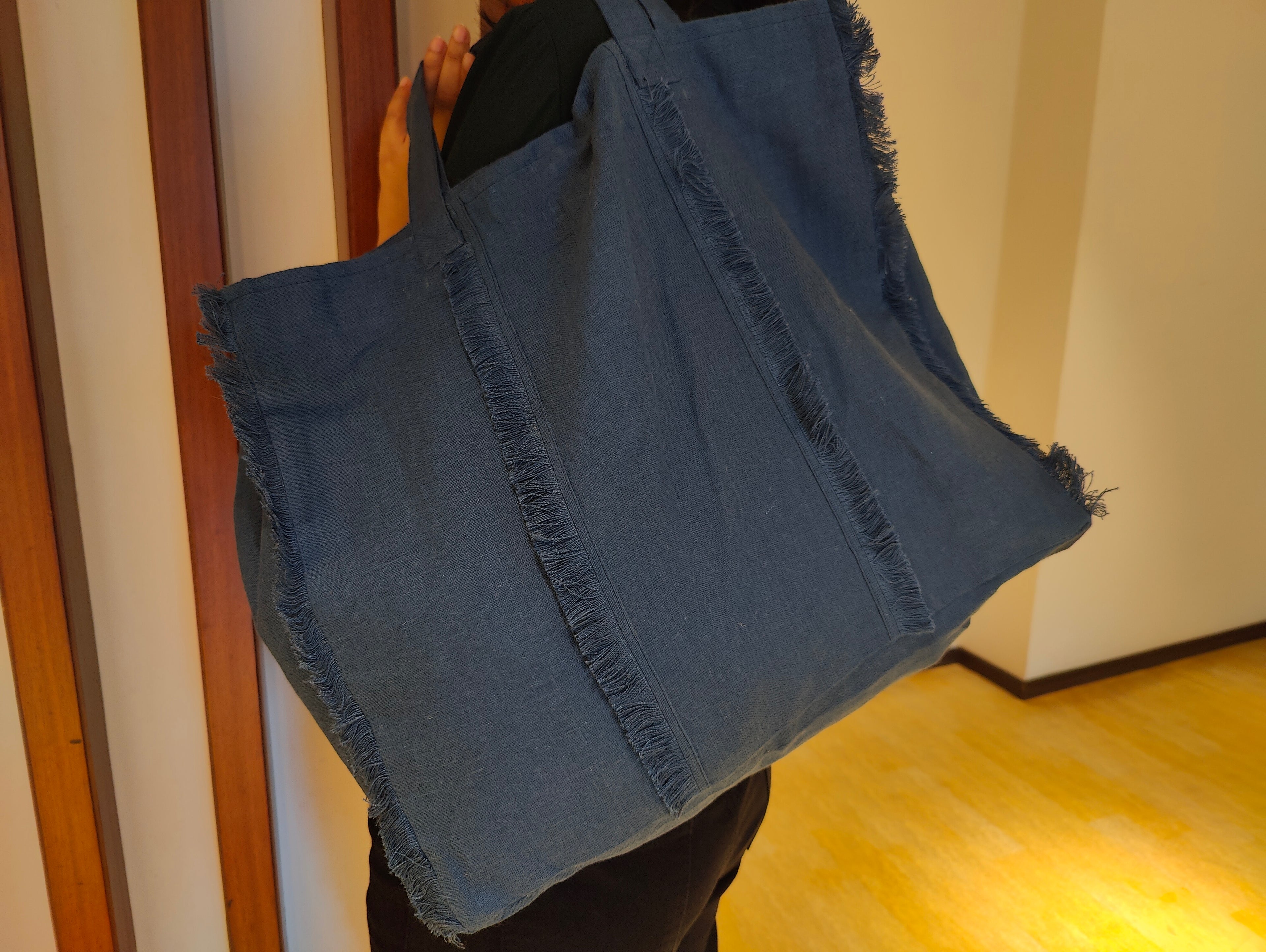 Navy blue Linen Tote Bag | Shopping bag | Grocery bag | Beach Minimalist Multipurpose bag